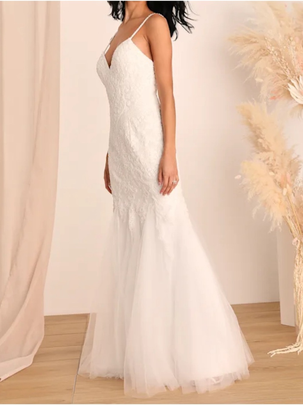 Luxe Vow Beaded mermaid wedding dress Ivory Gown white gala long bridal xs